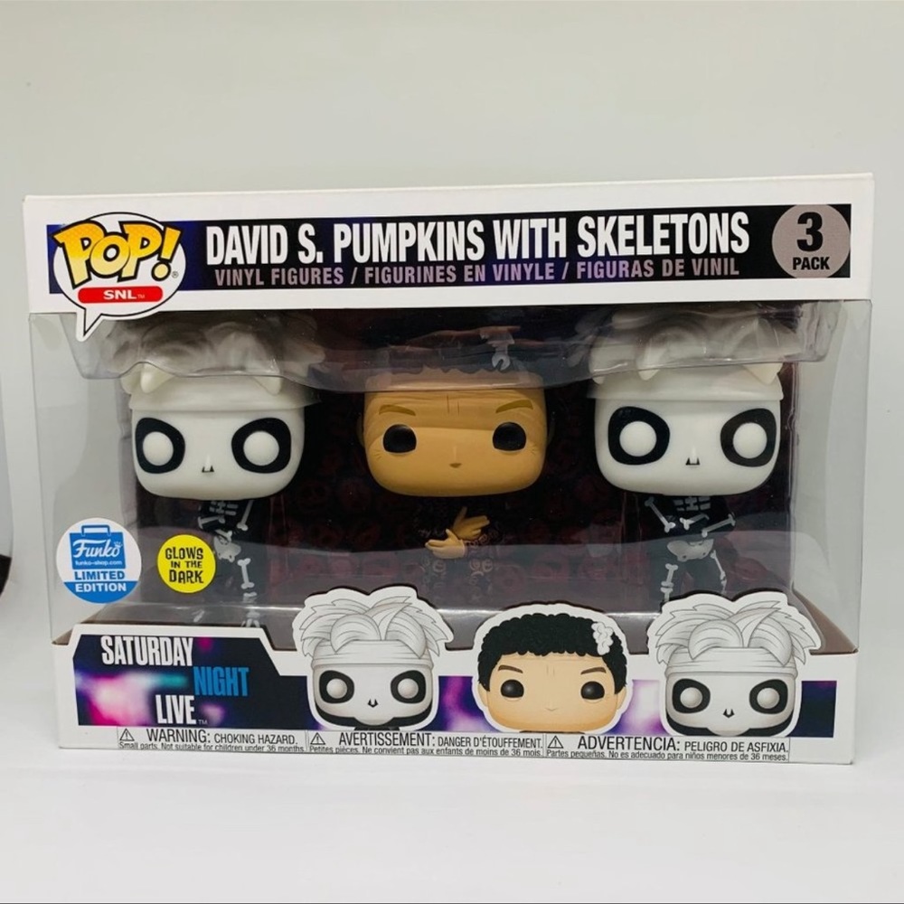 * RARE* Funko Pop SNL David S. Pumpkins + Skeletons Glow in the Dark 3-pack 🎃